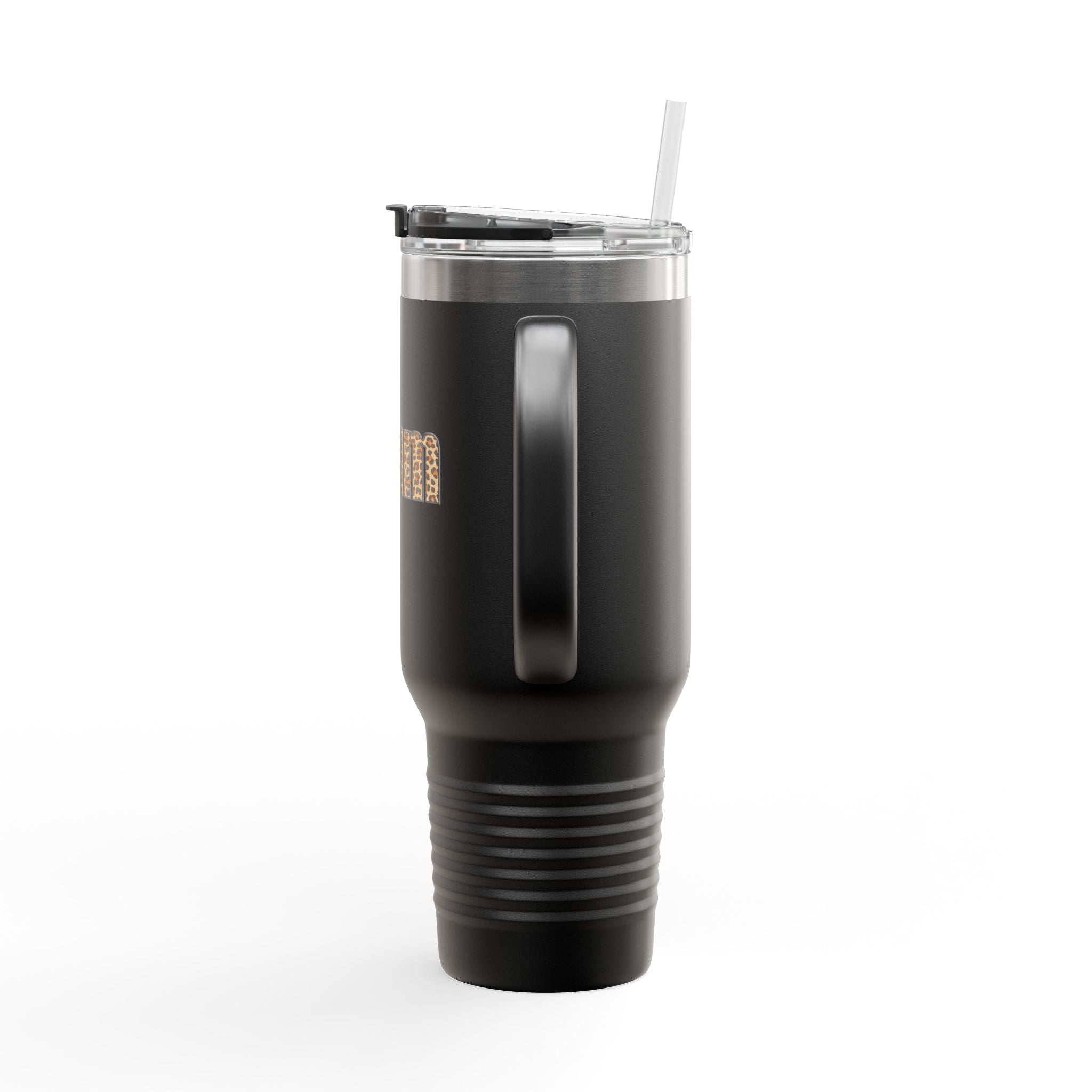 Leapord Print Drum Insulated Mug, 40oz