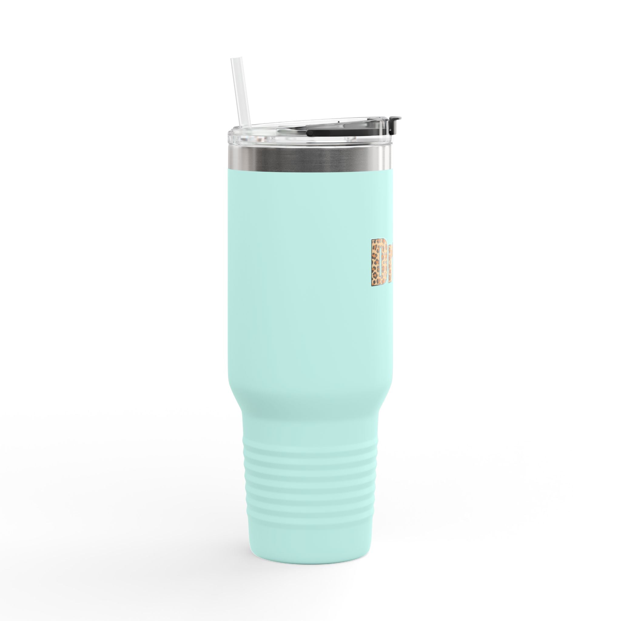 Leapord Print Drum Insulated Mug, 40oz