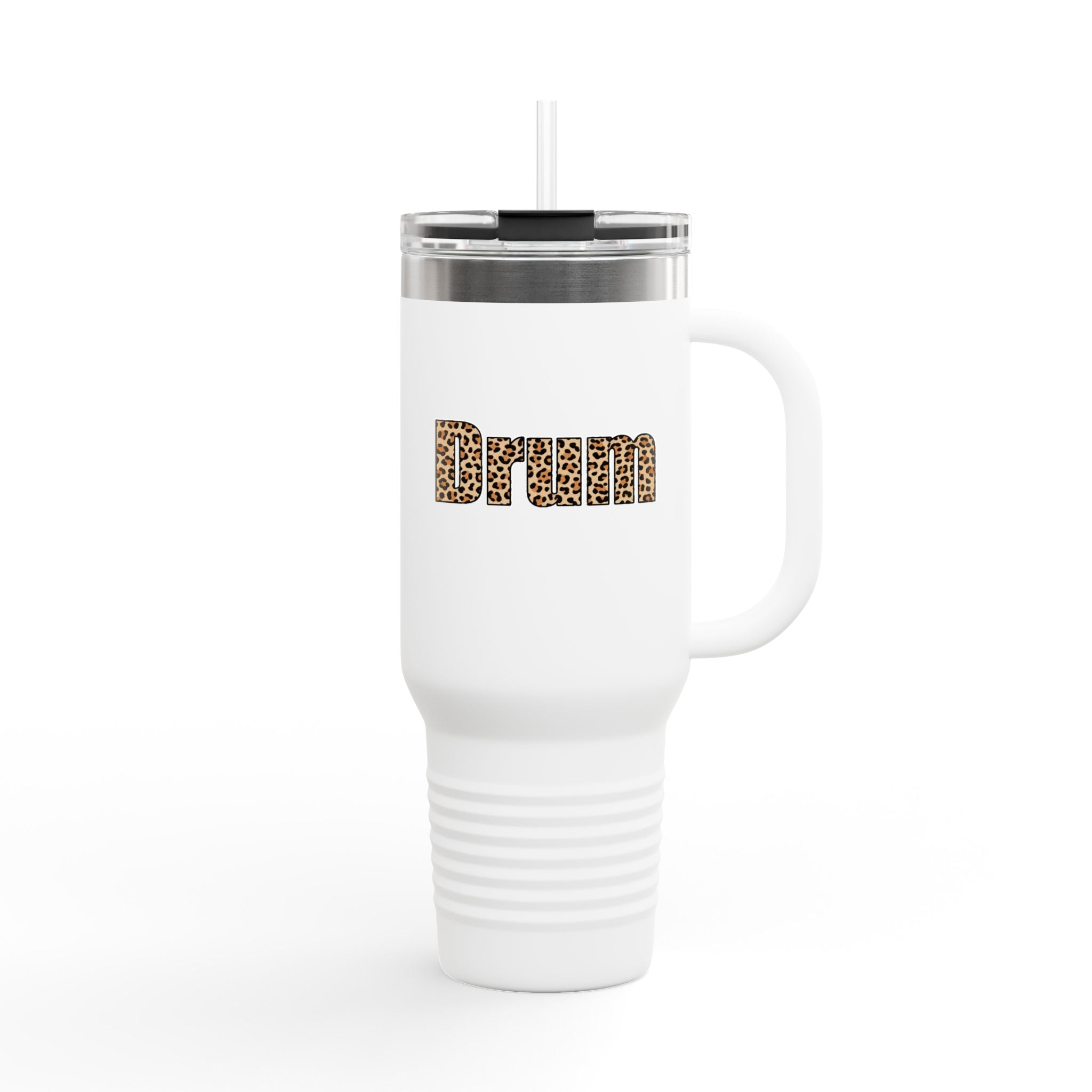 Leapord Print Drum Insulated Mug, 40oz