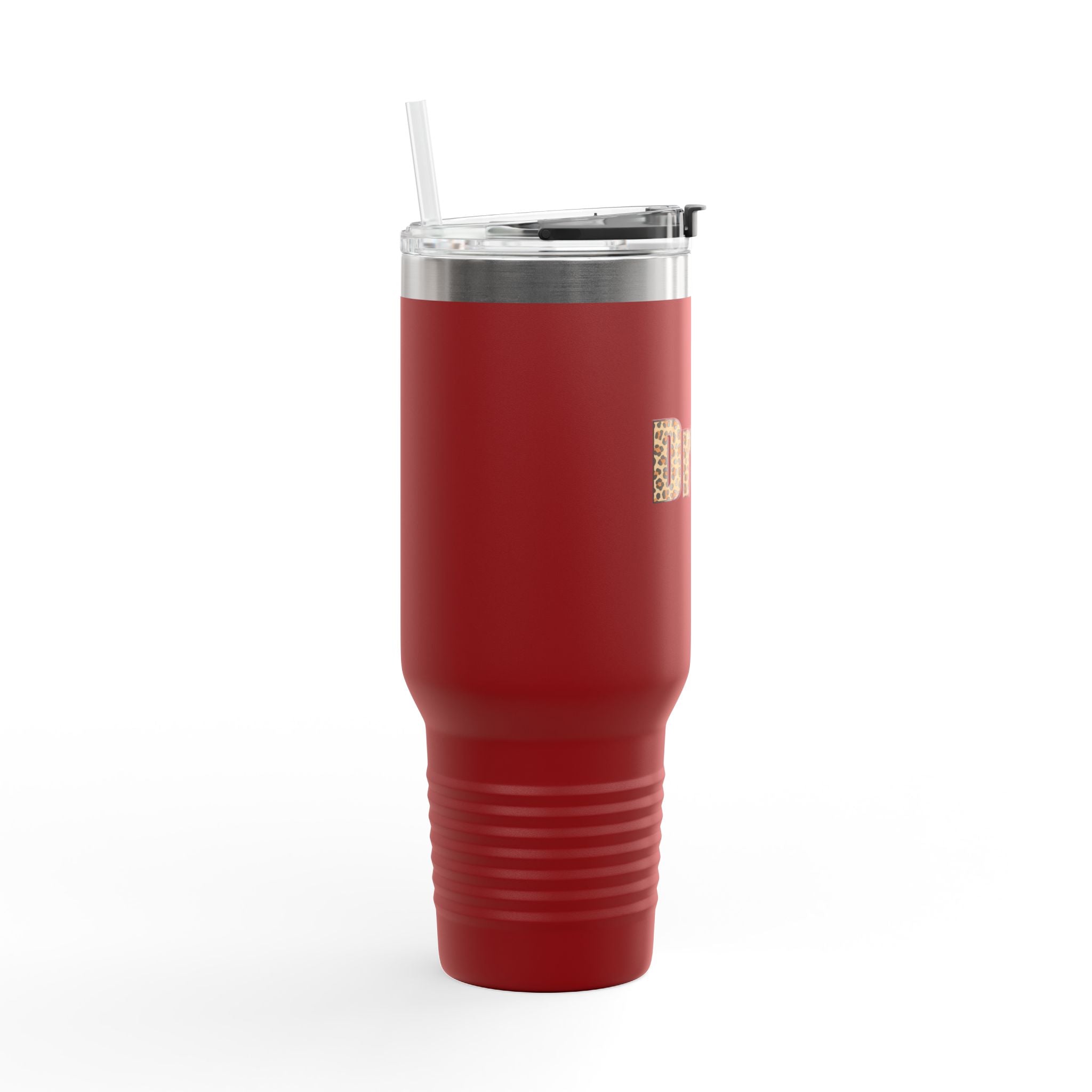 Leapord Print Drum Insulated Mug, 40oz